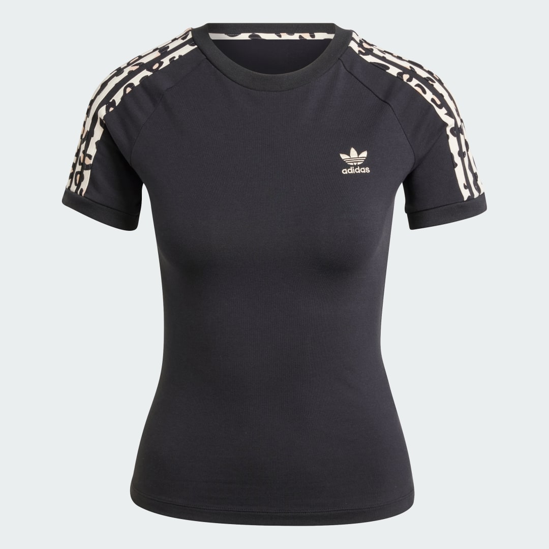 Tričko adidas Performance Leopard 3-Stripes T-Shirt Short Sleeve Print Čierna | IW8478, 1