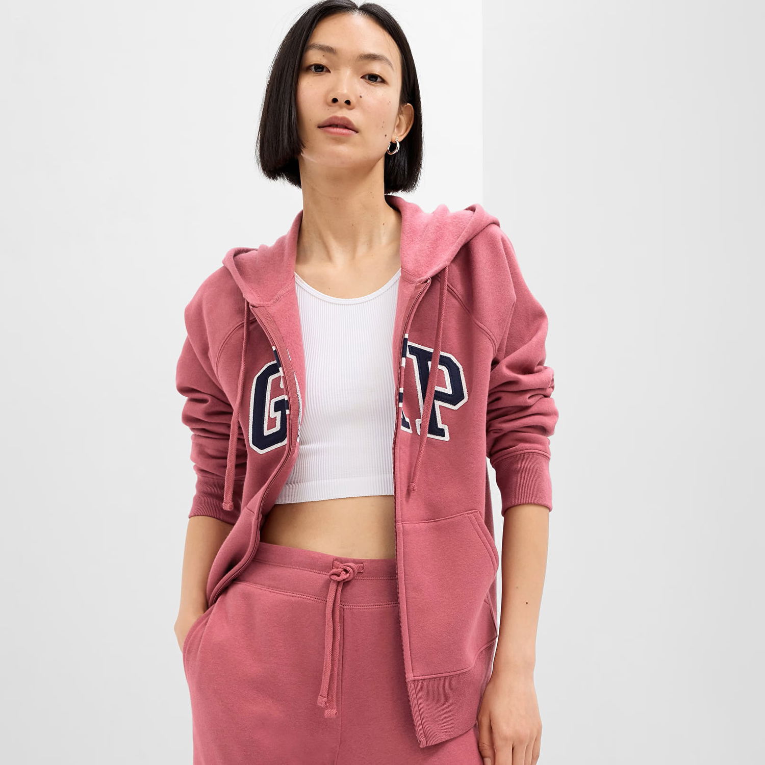 Mikina GAP Fullzip Logo Hoodie Dry Rose Ružová | 463503-32, 0