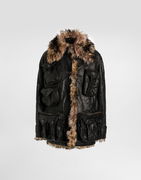 Dolce & Gabbana Lambskin Multi-Pocket Fur Trim Jacket