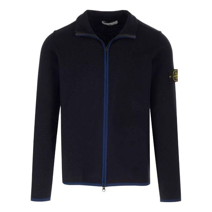 Sveter Stone Island Compass-Patch High-Neck Zipped Cardigan Modrá | 7915503A1-V0020