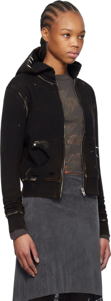 Mikina We11done We11done Pierced Zip-Up Hoodie Čierna | WD-TJ0-25-821-U-BK, 1