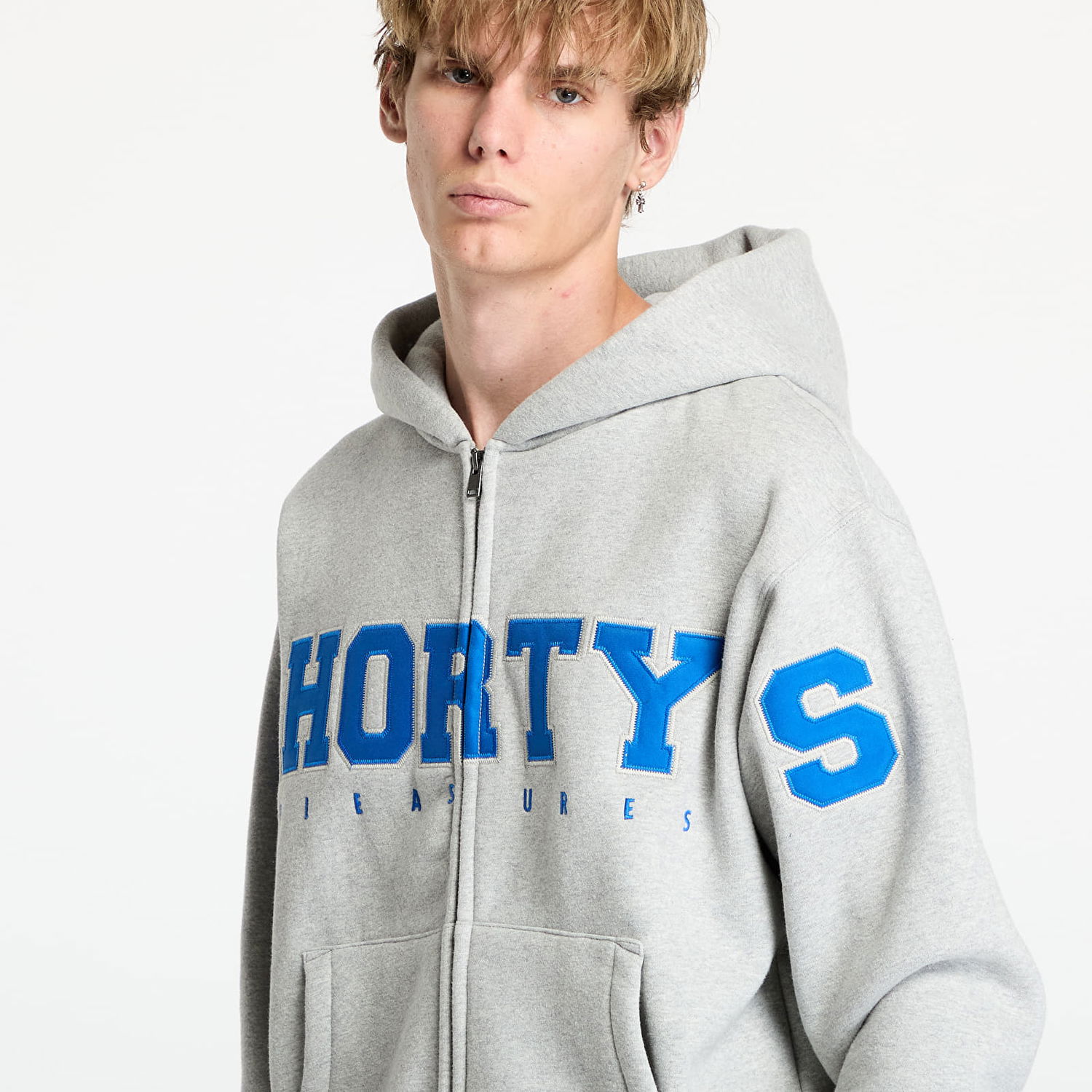 Mikina Pleasures Wave Zip Hoodie Heather Grey Šedá | P24F017 GREY, 1