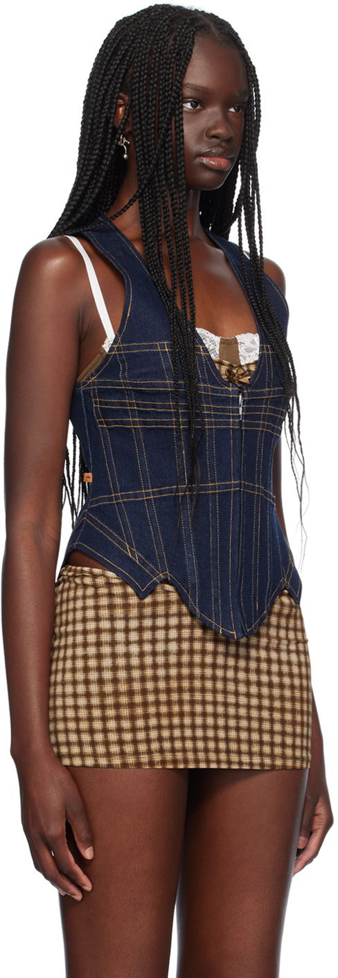 Vesta Miaou Miaou Dolly Denim Corset Top Modrá | 7146RWDBLD, 1