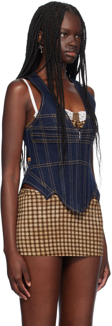 Vesta Miaou Miaou Dolly Denim Corset Top Modrá | 7146RWDBLD, 1