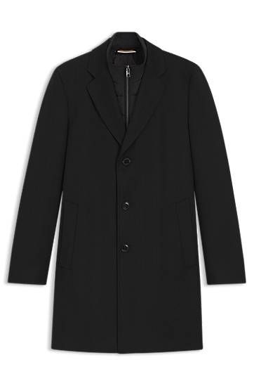 Kabáty BOSS Slim Fit Water-Repellent Coat with Detachable Bib Čierna | 50551117