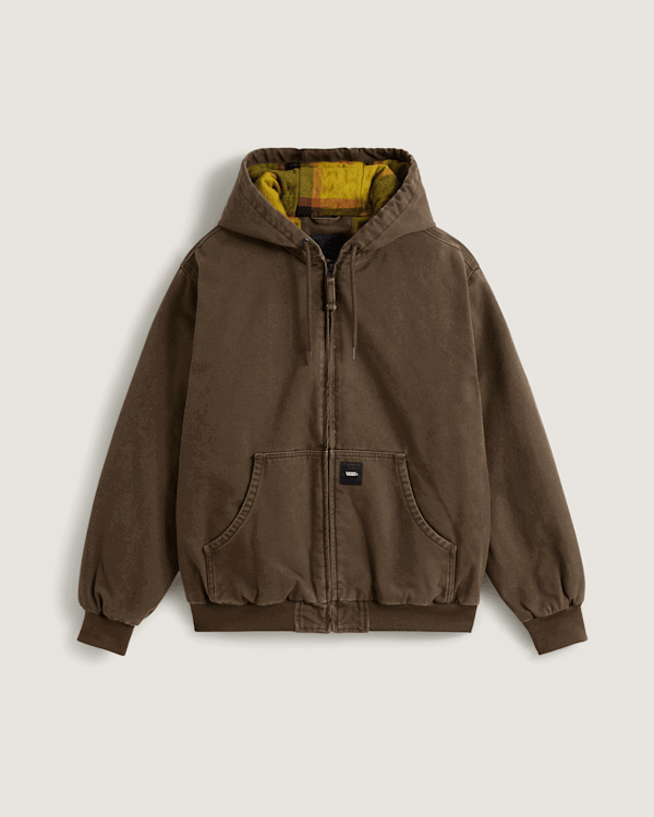 Bunda Vans Workwear Hooded Jacket with Plaid Lining Hnedá | VN000P79EMP, 0