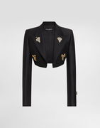 Dolce & Gabbana Single-breasted Faille Cropped Jacket with Embellishments