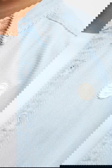 Košeľa AAPE by A Bathing Ape AAPE Now Relaxed Short-Sleeve Button-Down Denim Shirt Modrá | AAPSRM8515XXO, 3