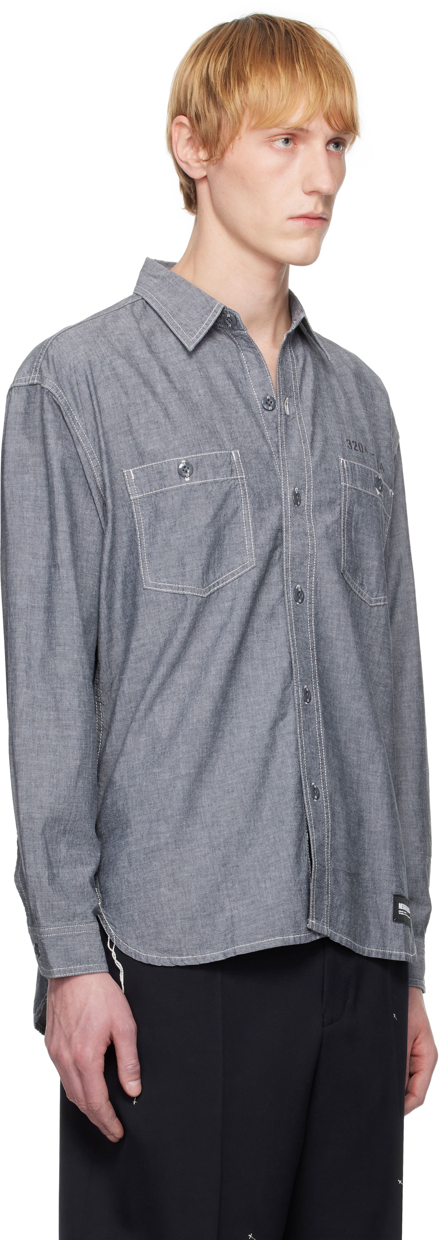 Košeľa Neighborhood Neighborhood Chambray Long Sleeve Shirt Šedá | 251ARNH-SHM02, 1