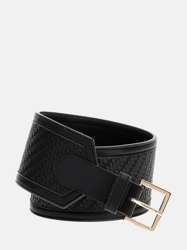 Opasok GUESS Woven Faux Leather Wide Waist Belt Čierna | BW9210P5180, 0