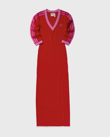 Šaty adidas Originals Ribbed Knit Maxi Dress Červená | JW3668, 2