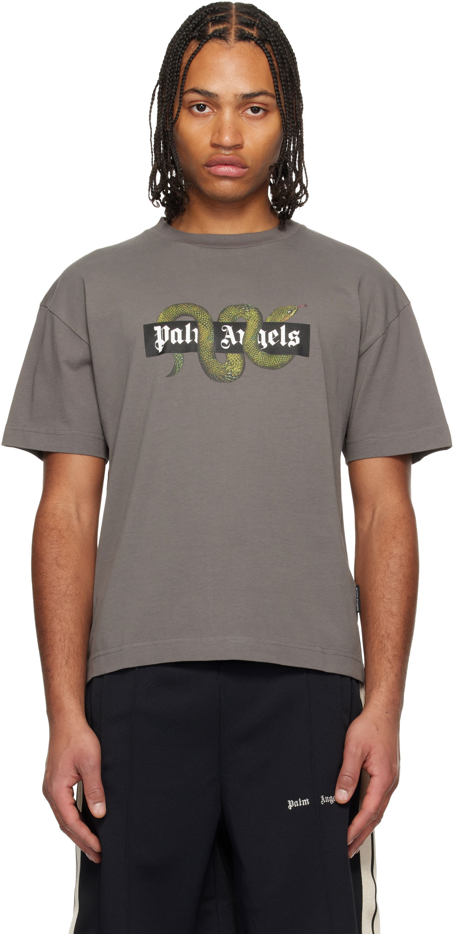 Tričko Palm Angels Snake Box Logo Regular T-shirt Šedá | PMAA109F25JER0080755, 0