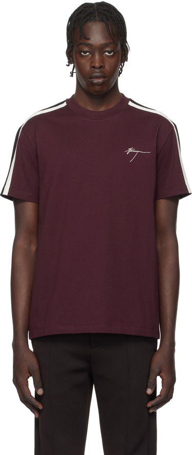 Tričko FERRAGAMO Ferragamo Contrasting Stripe T-Shirt Vínová | 781307, 0