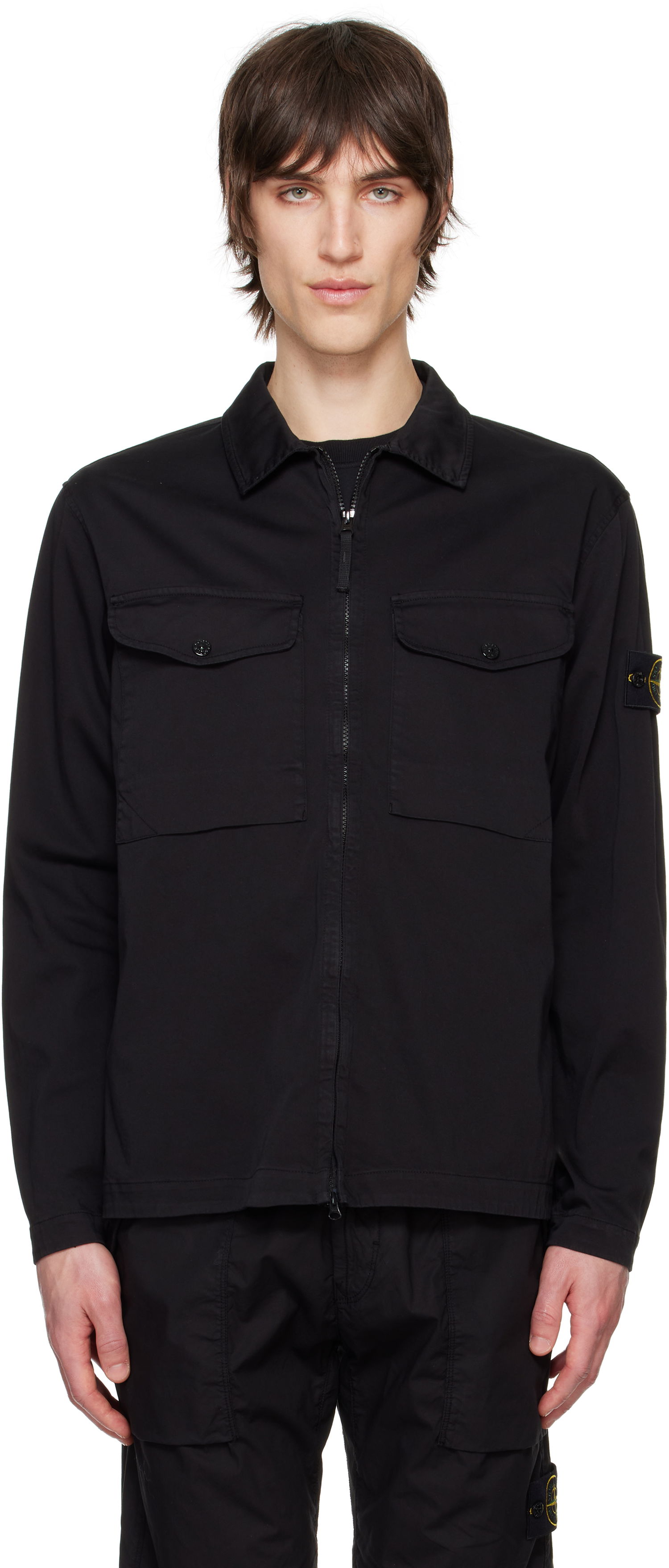Košeľa Stone Island Stretch Cotton Overshirt Čierna | K1S15 1200128 S0012, 0