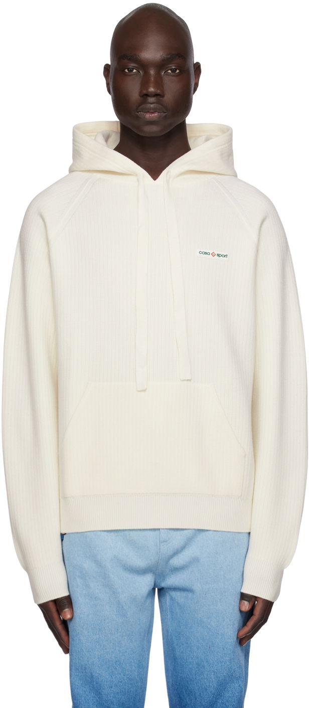 Mikina Casablanca Drawstring Hoodie Béžová | MF23-KW-572-01 KNIT WHITE, 0
