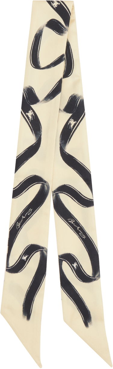 Šál Burberry Skinny Ribbon Silk Scarf Béžová | 8103806, 0