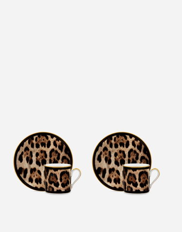 Home decor Dolce & Gabbana Dolce & Gabbana Leopard Print Gift Box With 2 Porcelain Espresso Cups With Saucers Rôznofarebný | TC0S23TCA71UL003, 1