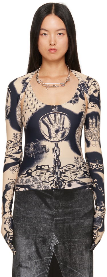 Tričko Jean Paul Gaultier Jean Paul Gaultier Graphic Print Long Sleeve Top Béžová | 23/15-F-TO115-J526-6359, 0