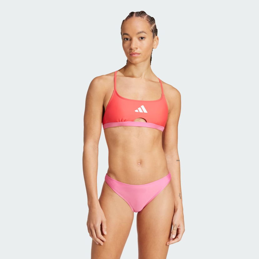Plavky adidas Performance Colorblock X-Back Bikini Top and Bottoms Ružová | JF8419