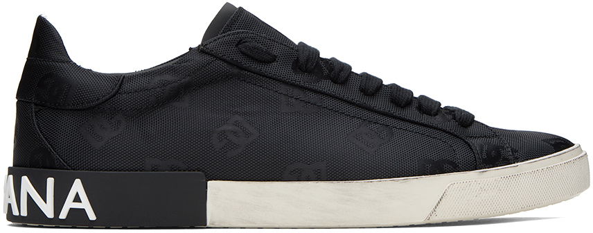 Tenisky a topánky Dolce & Gabbana Black Portofino Vintage Sneakers Čierna | CS2203AO483, 0