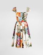 Flower Bouquet-print Poplin Dress