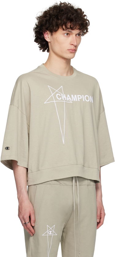 Tričko Rick Owens Rick Owens Champion Edition Tommy Cropped T-Shirt Čierna | CM01E1677 CHJG JERSEY, 4