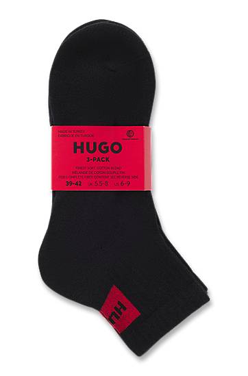 Ponožky BOSS Three-Pack of Ankle Socks with Logo Label Čierna | 50541597, 1