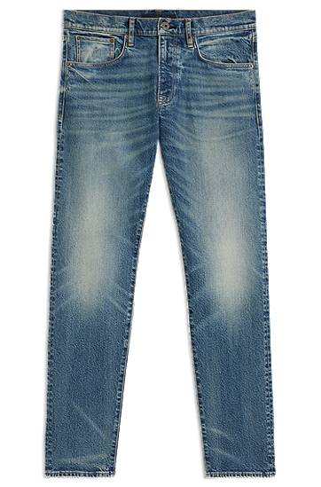 Džínsy BOSS BECKHAM x BOSS Slim-Fit Vintage-Wash Jeans Modrá | 50549119