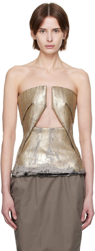 Crop Top Rick Owens Rick Owens Hollywood Woven Prong Top Metalická | RP01E7130 SGMC, 0