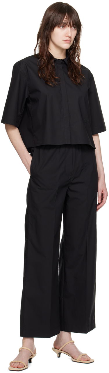 Nohavice TOTEME TOTEME Drawstring Wide Leg Trousers Čierna | 243-WRB1709-FB0217, 3