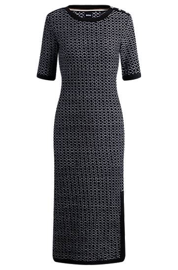 Šaty BOSS Stretch Cotton Jersey Structured Stripe Dress Navy | 50494185, 0
