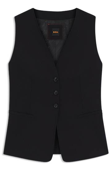 Vesta BOSS Adjustable Waistcoat in Stretch Crepe Čierna | 50549419
