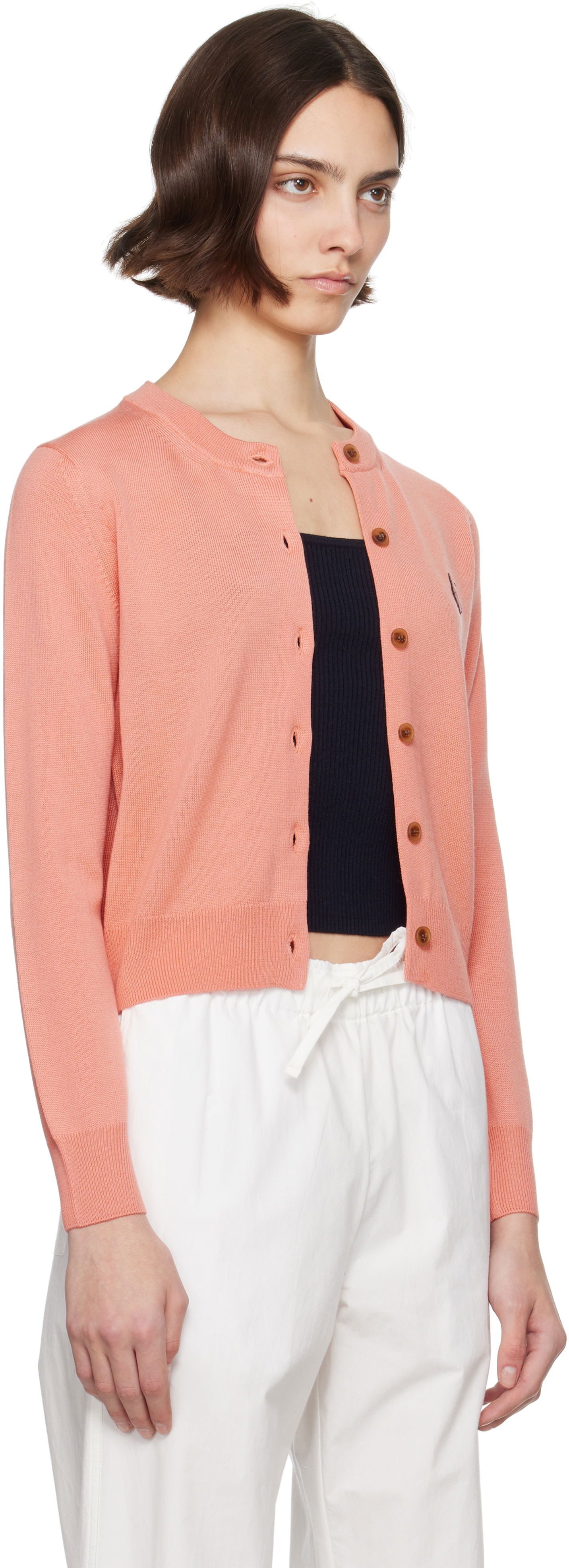 Sveter MAISON KITSUNÉ Bold Fox Head Patch Cardigan Navy | MW00508KT1036, 1