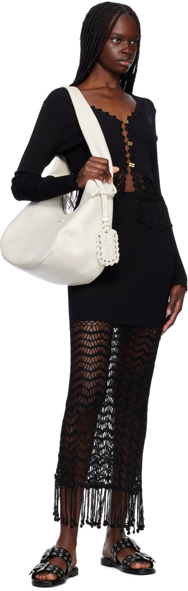 Taška cez rameno GANNI GANNI Medium Hobo Bag Biela | A6838, 3