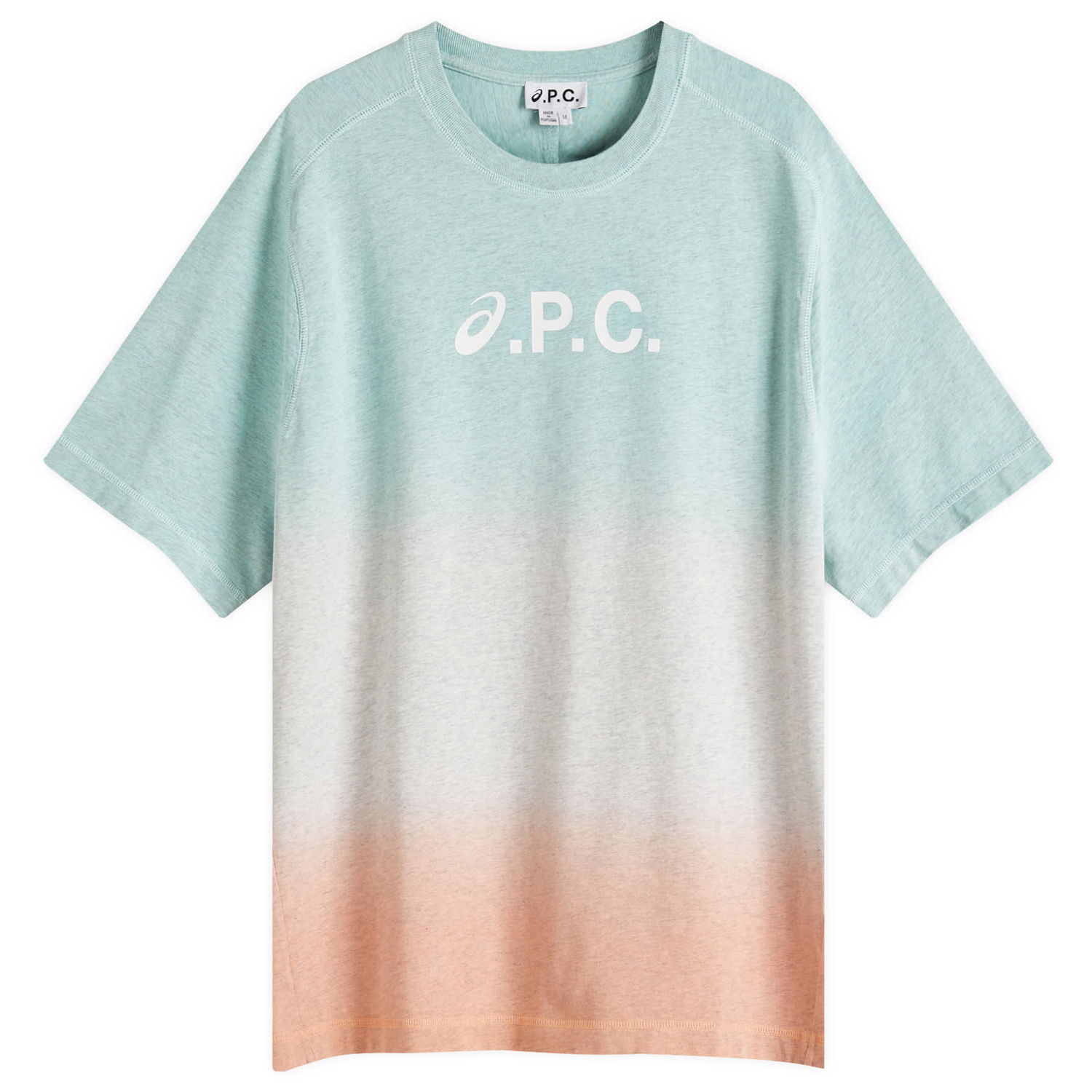 Tričko A.P.C. Men's A.P.C. x Asics Wind Logo Dip Dye T-Shirt, Size Small Tyrkysová | COEAV-H26481-SAA, 1