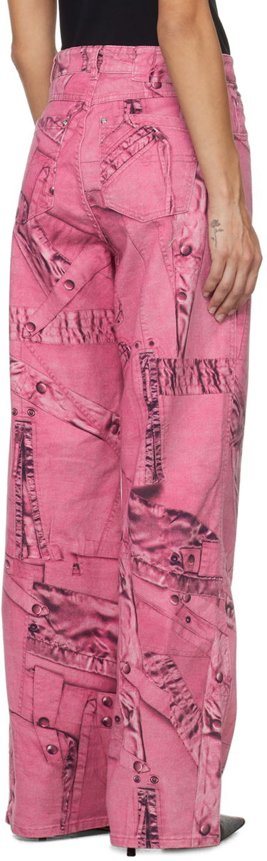 Džínsy Blumarine Blumarine Trompe L'œil Print Wide-Leg Jeans Ružová | P422J128A, 2