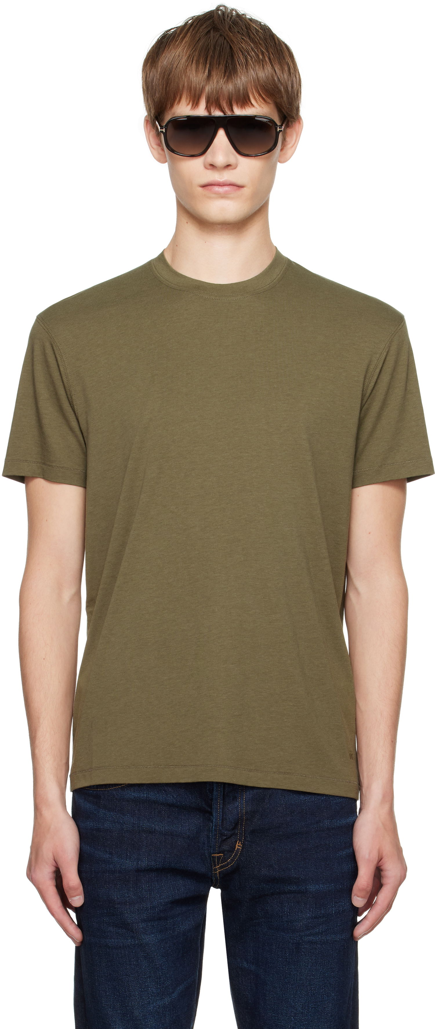 Tričko Tom Ford TOM FORD Lyocell Cotton Crewneck T-shirt Zelené | JCS004-JMT012, 0