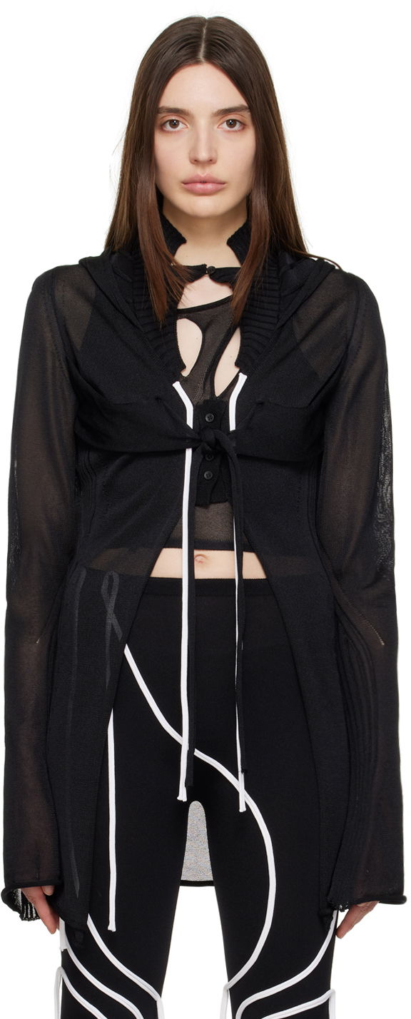 Sveter Ottolinger Ottolinger Hooded Sheer Cardigan Čierna | 705401, 0