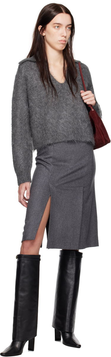 Sveter Loulou de Saison Loulou de Saison Ambrose Cropped Collared Sweater Šedá | AMBROSE, 3