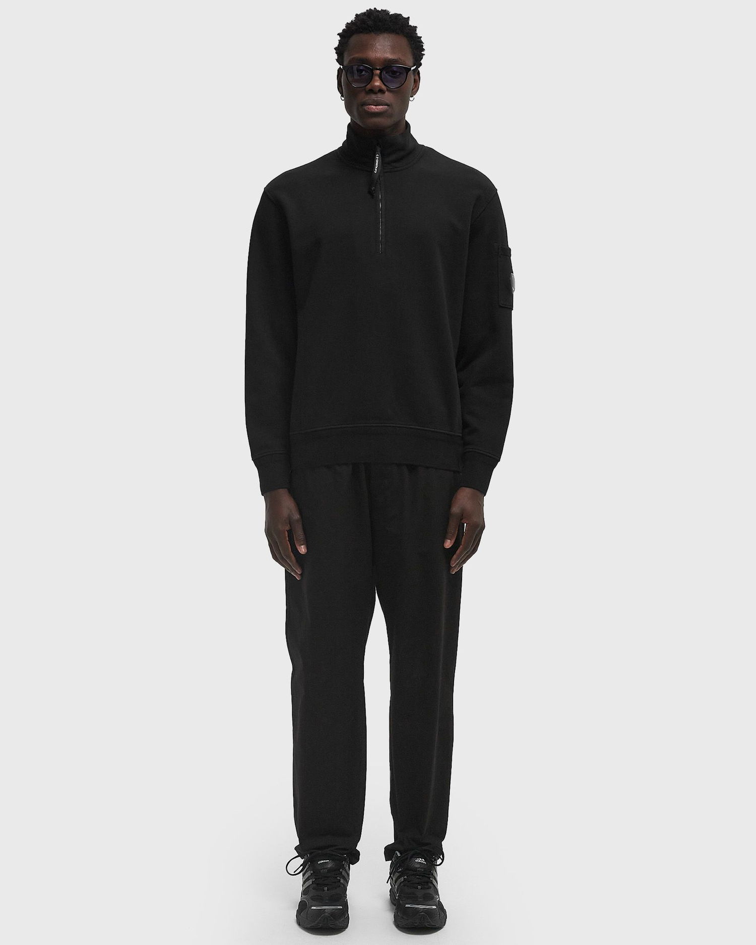 Sveter C.P. Company C.P. Company Cotton Diagonal Fleece Half Zip Sweatshirt Čierna | 18CMSS125A110044G-999, 1