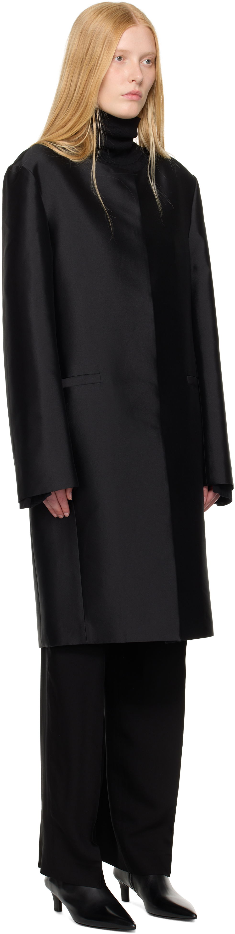 Kabáty TOTEME TOTEME Collarless Coat Čierna | 253-WRO0213-FB0429, 1