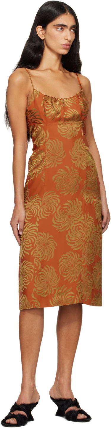 Šaty Dries Van Noten Dries Van Noten Jacquard Slip Midi Dress Oranžová | 252-011025-2140, 3