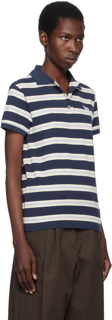 Polo tričko MAISON KITSUNÉ Kitsuné Baby Fox Patch Stripe Polo Navy | OW00205KJ7010, 1