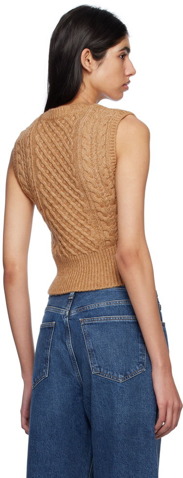 Sveter rag & bone Elizabeth Cable Knit Vest Hnedá | WAS22HS031SM31, 2