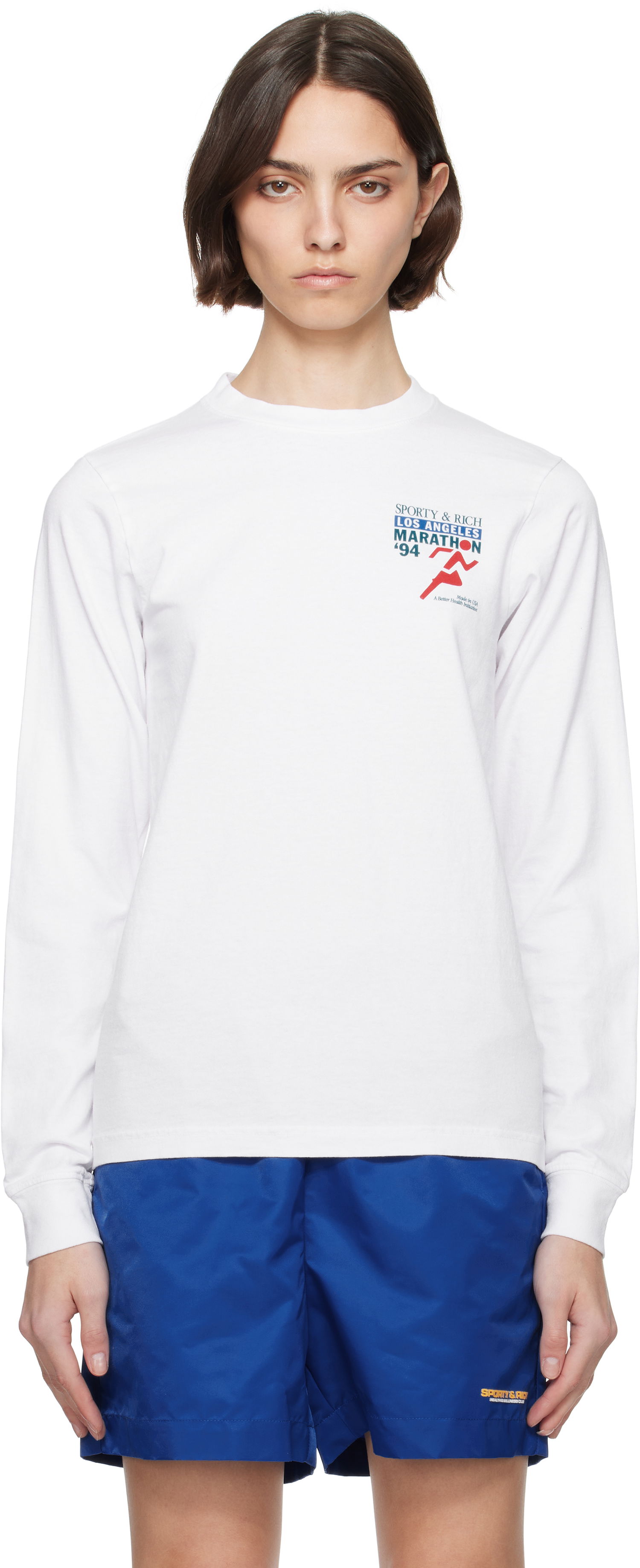 Tričko Sporty & Rich Sporty & Rich 'LA Marathon' Long Sleeve T-Shirt Biela | TO059622171WH01, 0