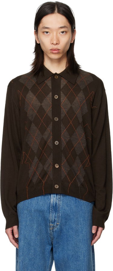 Sveter OUR LEGACY Our Legacy Evening Argyle Cardigan Hnedá | M4253EP, 0