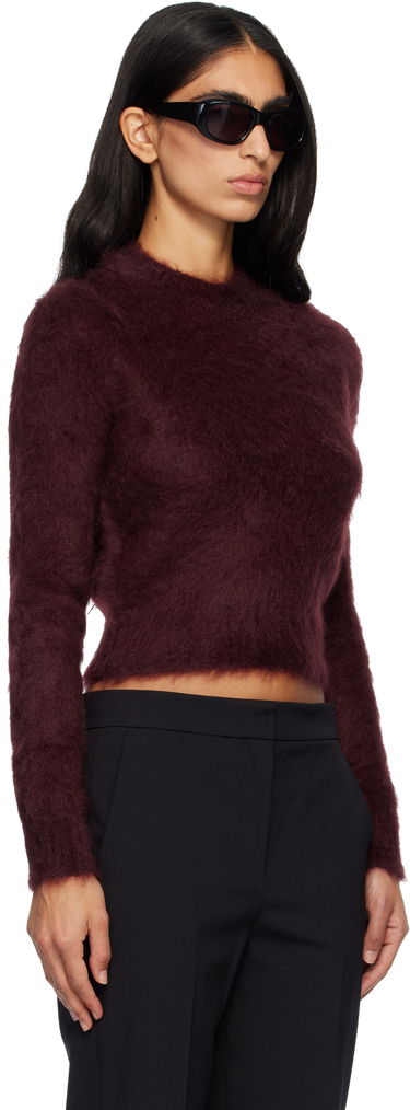 Sveter Max Mara Max Mara Adatti Fuzzy Cropped Mock-Neck Sweater Vínová | 2521366263600, 1