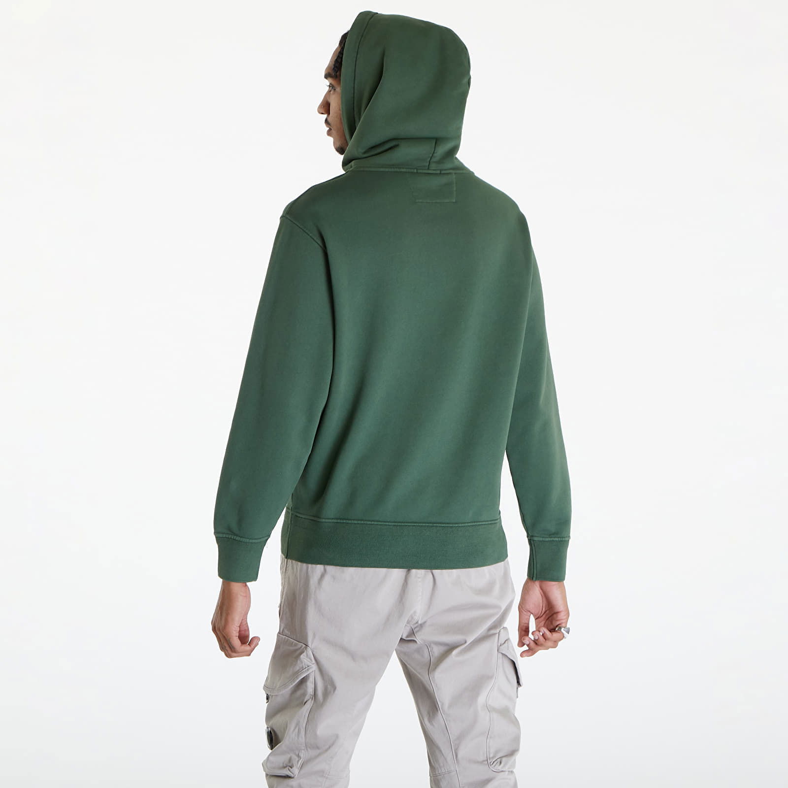 Cotton Diagonal Sweat Hoodie Duck Green