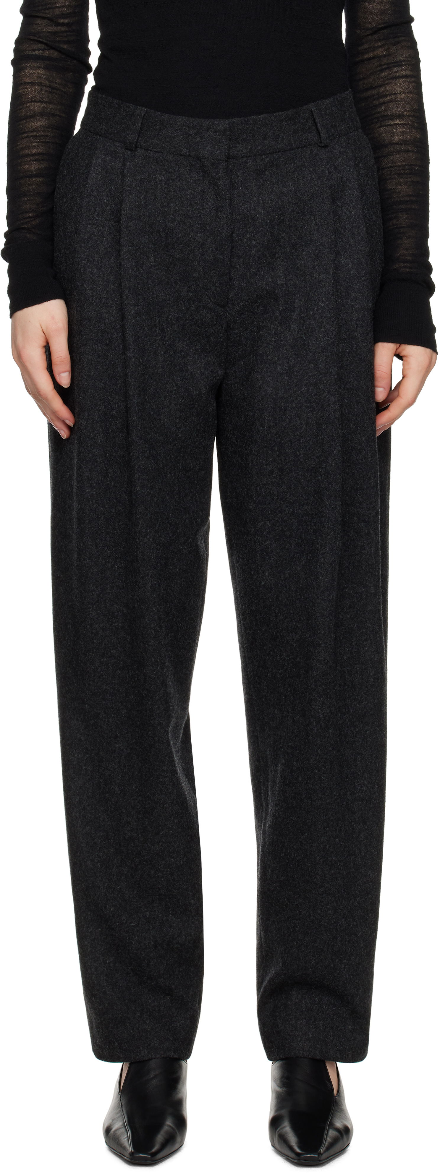 Nohavice TOTEME TOTEME Double-Pleated Tailored Trousers Šedá | 251-WRB847-FB0024, 0