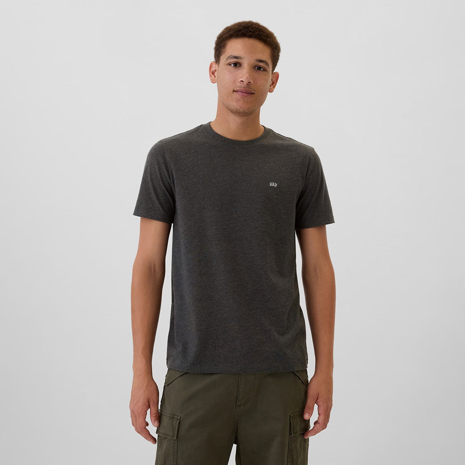 Tričko GAP T-shirt Micro Logo Crew Charcoal Heather S Čierna | 502022-00, 0